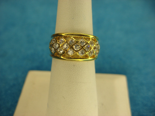 Sterling Silver Filigree Ring with Gold Vermeil Accents - Size 6 3/4