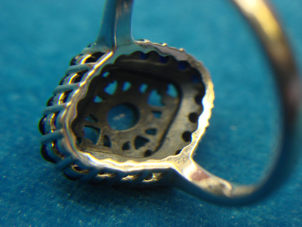 Vintage Style Sterling Silver Aqua & Topaz Ring - Size 8