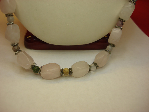 Natural Quartz & Colorful Bead Necklace - 28 Inch Statement Piece