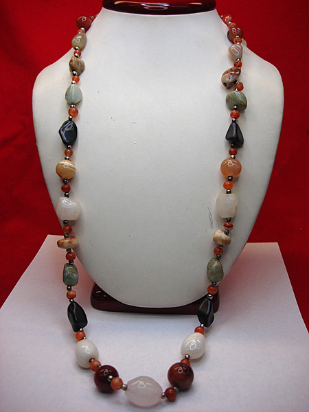 28 Inch Natural Stone Necklace - Variety of Shapes & Sizes