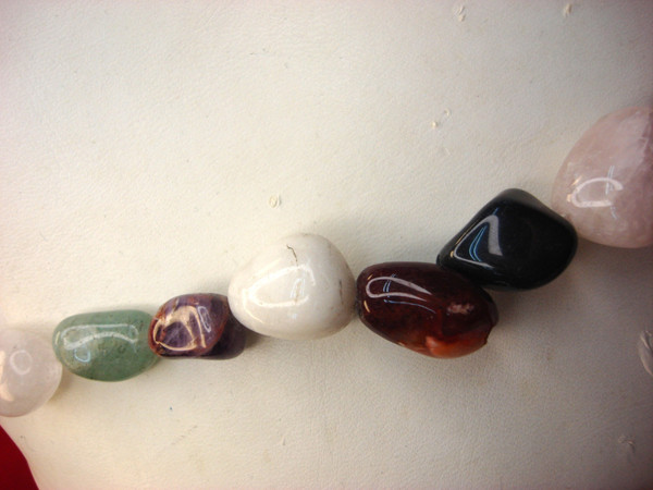 Unique 18 Inch Tumbled Natural Stone Necklace - Variety of Shapes & Sizes