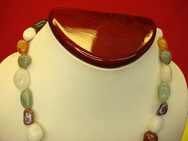 Unique 18 Inch Tumbled Natural Stone Necklace - Variety of Shapes & Sizes