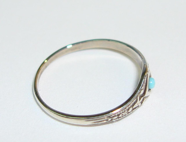 Vintage Art Nouveau 10K Gold & Turquoise Baby Ring | Rare Find