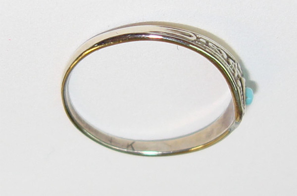 Vintage Art Nouveau 10K Gold & Turquoise Baby Ring | Rare Find