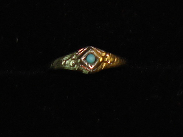 Vintage Art Nouveau 10K Gold & Turquoise Baby Ring | Rare Find