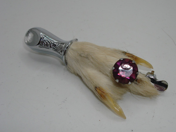 Vintage Celtic Grouse Foot Brooch | Silver & Amethyst Glass, 2 Carat Gemstone 