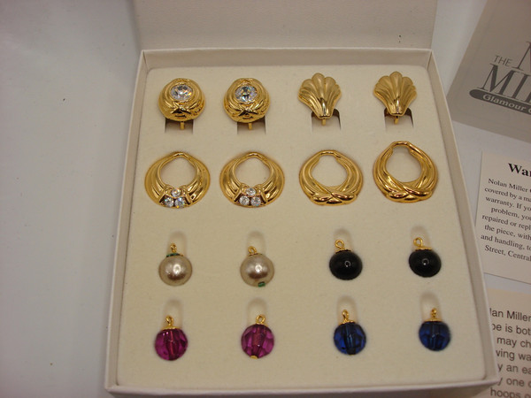 Vintage Nolan Miller Glamour Collection Changeable Clip-On Earrings Set - Mint Condition