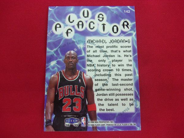 1998-99 Fleer Tradition Plus Factor Michael Jordan #142 Chicago Bulls Basketball Card