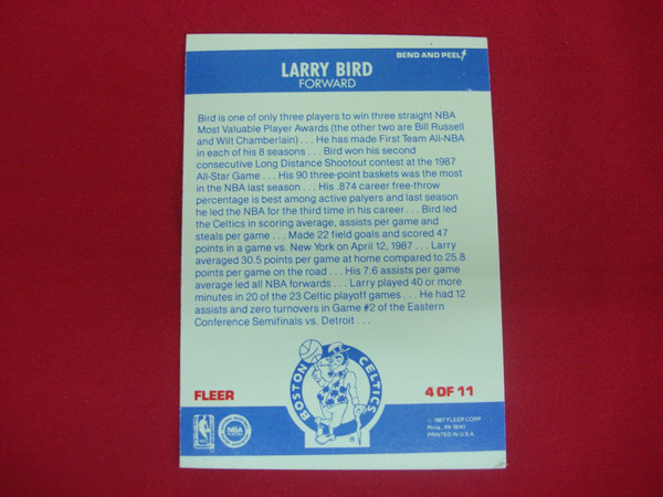 Vintage 1987-88 Fleer Larry Bird Celtics Insert Sticker Card #4 - PSA Graded (Condition Details In Photos)