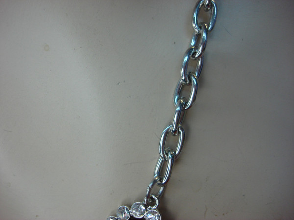 Vintage Silver Tone Necklace with Maroon Stones & Diamond Simulants (18-21