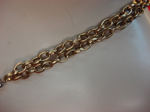 Vintage Gold Tone Necklace with Gemstones & Unique Tooth Pendant (18
