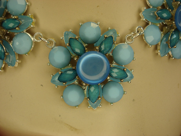 Vintage Blue Stone Necklace | Silver Tone, Adjustable 18-21in