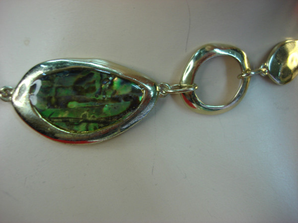 Vintage Gold Tone Necklace with Imitation Abalone, Adjustable 17-20 Inches