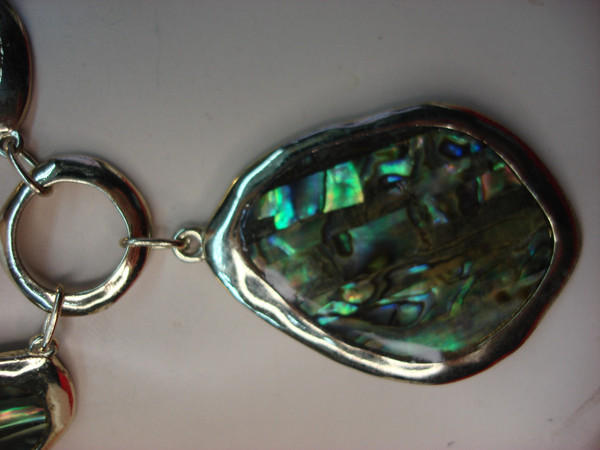 Vintage Gold Tone Necklace with Imitation Abalone, Adjustable 17-20 Inches