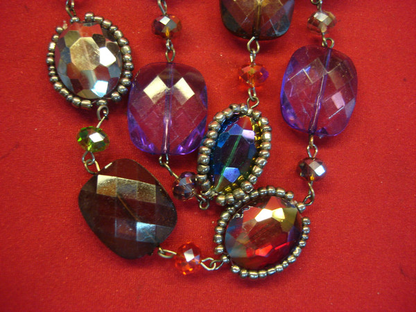 Colorful Beaded Necklace & Earrings Set - Adjustable, New on Card