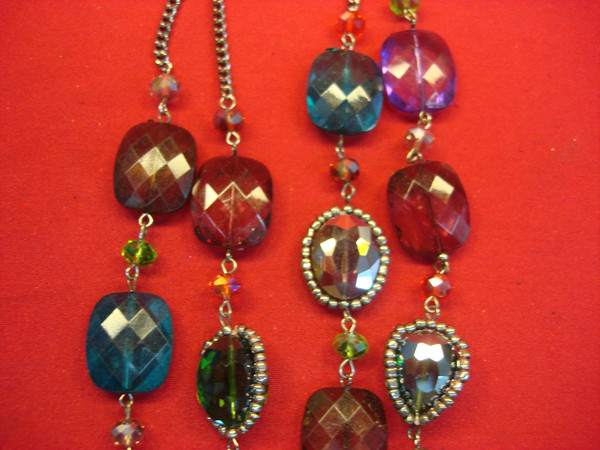 Colorful Beaded Necklace & Earrings Set - Adjustable, New on Card