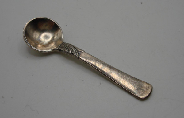 Antique EDRAGSTED Sterling Silver Salt Spoon | Denmark, 925, Shell Design