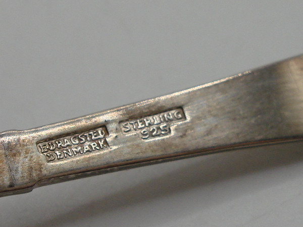 Antique EDRAGSTED Sterling Silver Salt Spoon | Denmark, 925, Shell Design