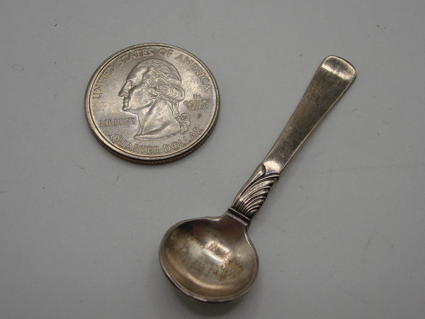 Antique EDRAGSTED Sterling Silver Salt Spoon | Denmark, 925, Shell Design