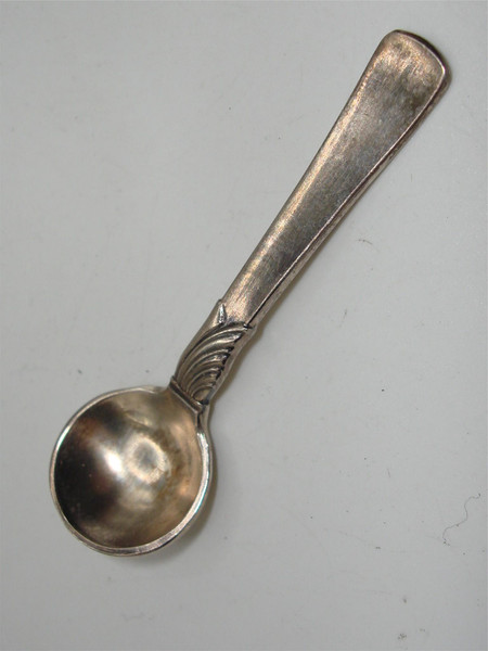 Antique EDRAGSTED Sterling Silver Salt Spoon | Denmark, 925, Shell Design