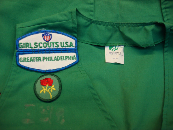 Girl Scouts Vests - Lot of 2 (Sizes 10 & 14) w/ Achievement Awards & Year Pins
