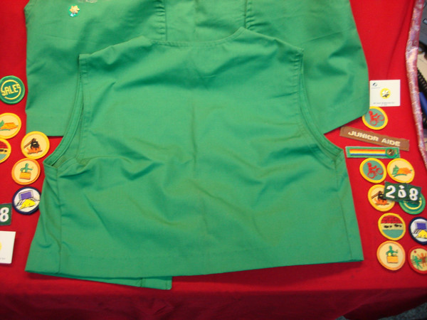 Girl Scouts Vests - Lot of 2 (Sizes 10 & 14) w/ Achievement Awards & Year Pins