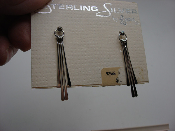 Vintage Beau Sterling Silver Earrings - 2 Pairs (Hoops & Dangles) MINT New Old Stock