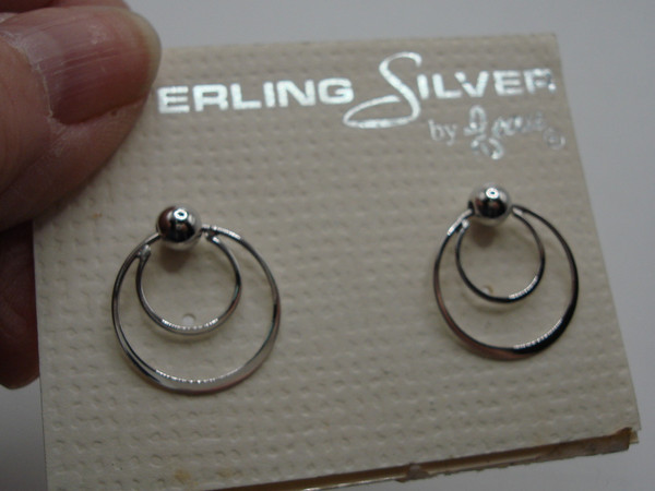 Vintage Beau Sterling Silver Earrings - 2 Pairs (Hoops & Dangles) MINT New Old Stock