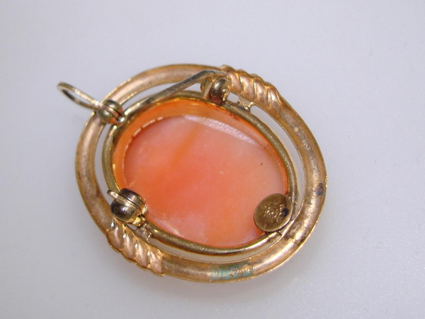 Vintage Signed Gold Filled Cameo Brooch & Earrings Set - 1/20 12K GF