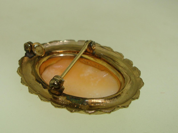 Vintage Gold Filled Carved Shell Cameo Pin & Earrings Set | Signed L.S.P. Co.