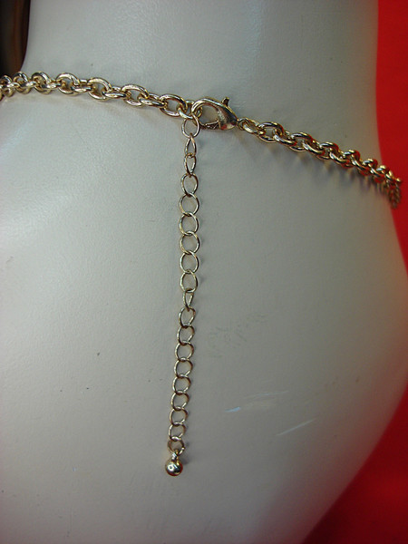 Vintage Gold Tone Necklace with Multi-Color Stones - Oval Design, 18-20 Inch