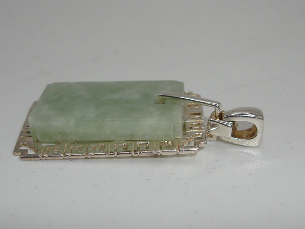 Sterling Silver & Jade Double Happiness Pendant | 925 Hallmark |  Filigree Design