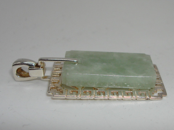 Sterling Silver & Jade Double Happiness Pendant | 925 Hallmark |  Filigree Design