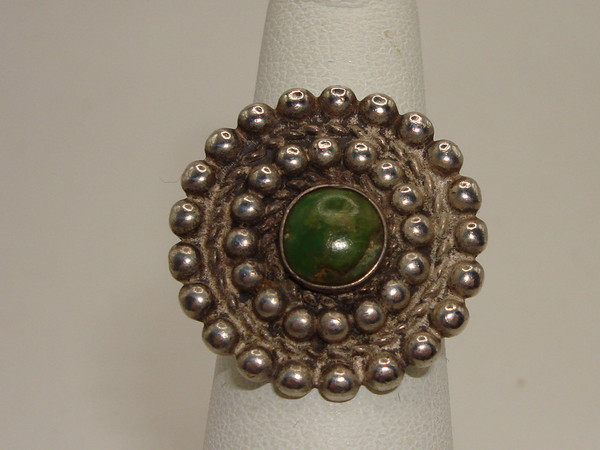 Vintage Navajo Sterling Silver & Jade Ring, Size 5