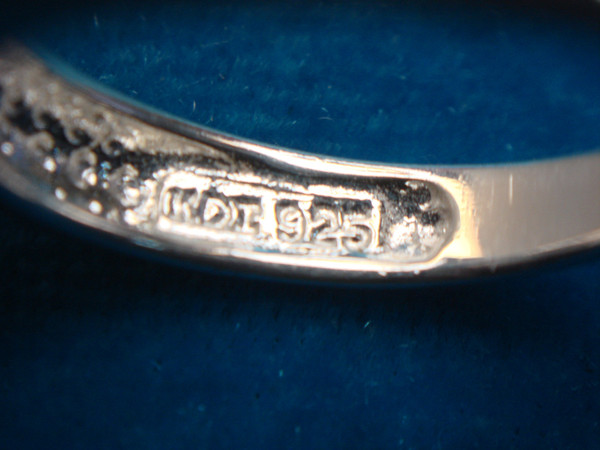 Vintage Sterling Silver Light Blue Stone Ring (Size 6)