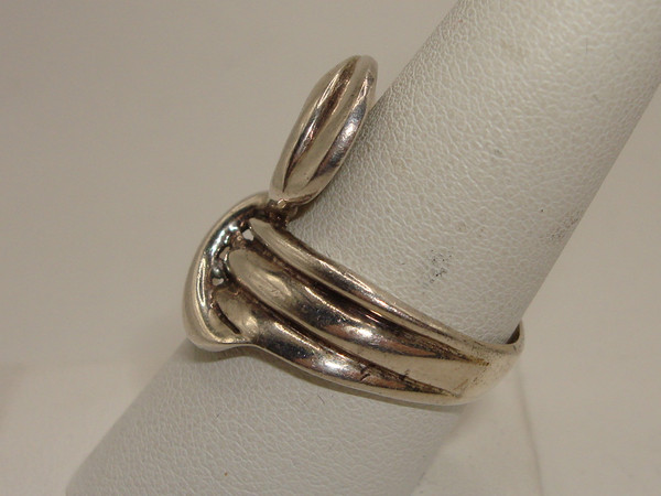 Vintage Sterling Silver Bypass Ring by ND - Size 8.5 (925)