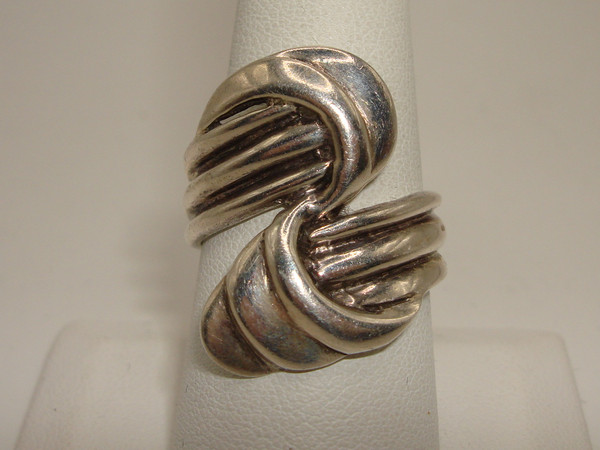 Vintage Sterling Silver Bypass Ring by ND - Size 8.5 (925)