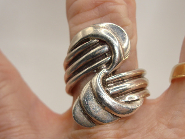 Vintage Sterling Silver Bypass Ring by ND - Size 8.5 (925)