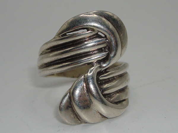 Vintage Sterling Silver Bypass Ring by ND - Size 8.5 (925)