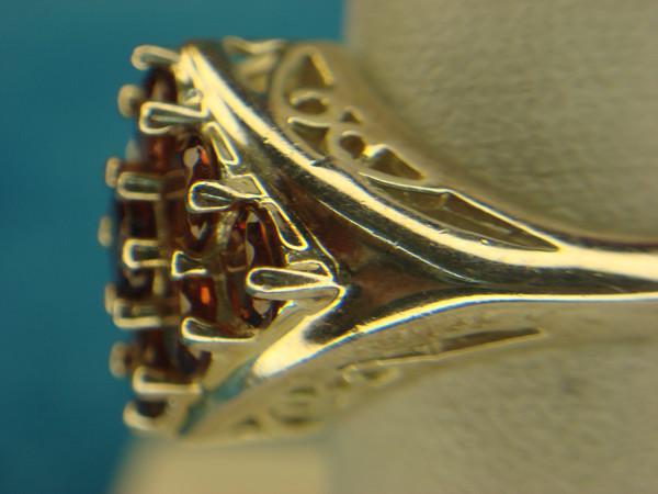 Sterling Silver Ring with Fancy Red Stone Setting - Size 7