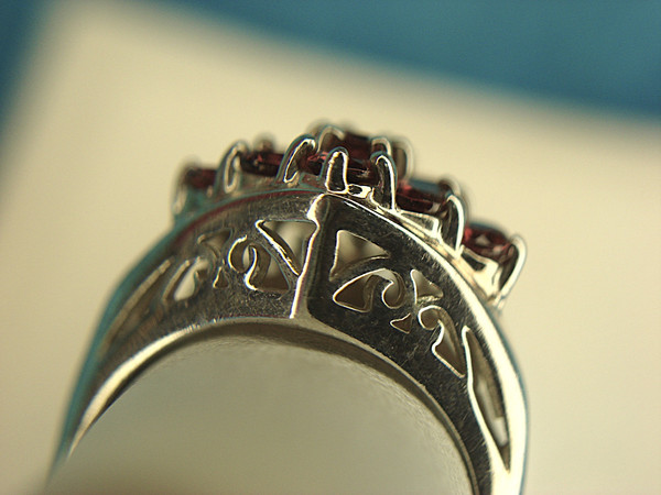 Sterling Silver Ring with Fancy Red Stone Setting - Size 7