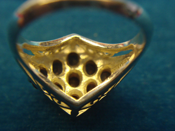 Sterling Silver Ring with Fancy Red Stone Setting - Size 7