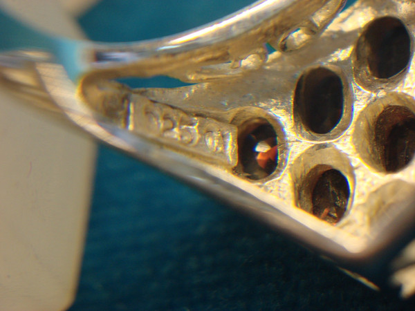 Sterling Silver Ring with Fancy Red Stone Setting - Size 7