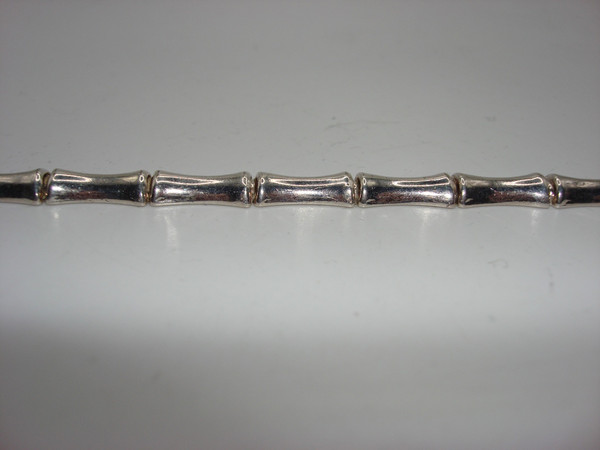 Authentic Italian Sterling Silver Bamboo Link Bracelet - 925 Italy, Excellent Condition