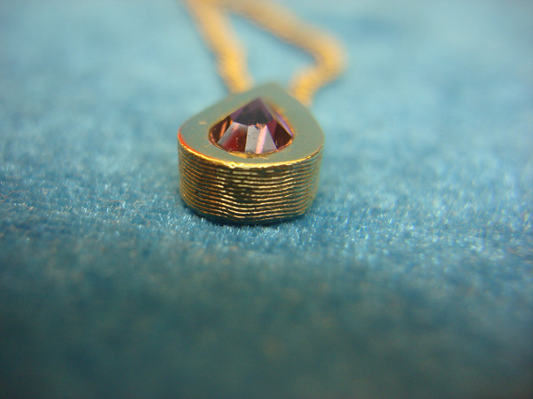 Avon Gold Tone Necklace with Faux Amethyst Pendant | 16-20 Inch Chain