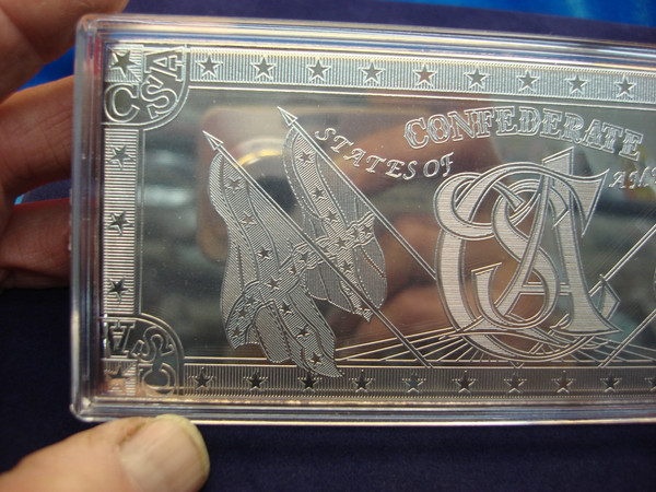 8 Troy Ounce .999 Fine Silver Confederate $50 Proof Bar - Original Box & Capsule