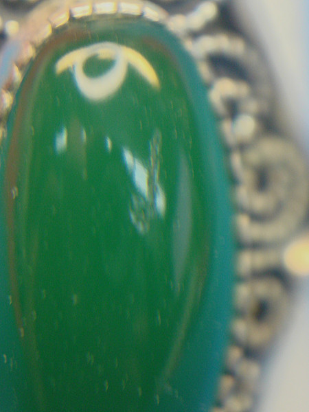 Vintage Sterling Silver Ring with Faux Jade, Size 6-7 - Unique Character