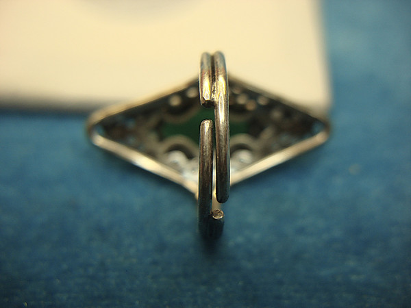 Vintage Sterling Silver Ring with Faux Jade, Size 6-7 - Unique Character