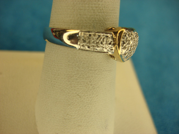 Vintage Sterling Silver Ring with Gold Vermeil Heart & Diamond Accent (Size 8)