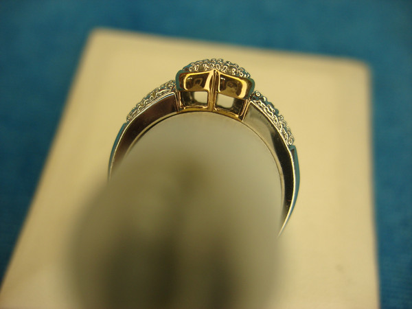 Vintage Sterling Silver Ring with Gold Vermeil Heart & Diamond Accent (Size 8)